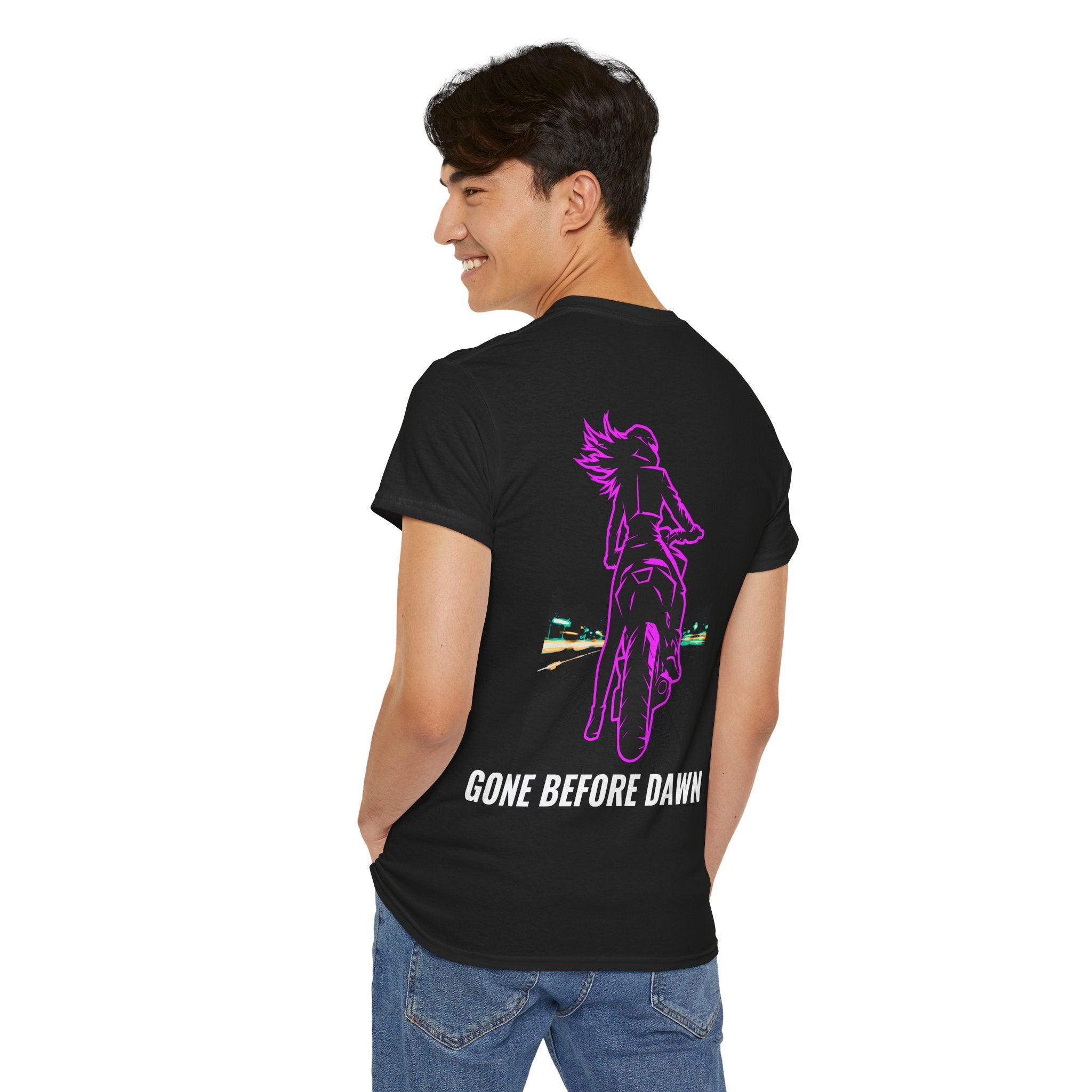 Gone Before Dawn — Neon Fugitive Graphic Tee — Drop #05